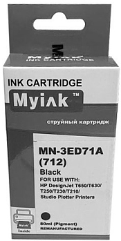 �������� (HP 712) HP Designjet T650/T630/T250/T230 3ED71A Black (80ml, Pigment) MyInk