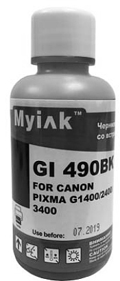������� CANON GI-490BK PIXMA G1400/2400/3400 (100��,black,Pigment) MyInk